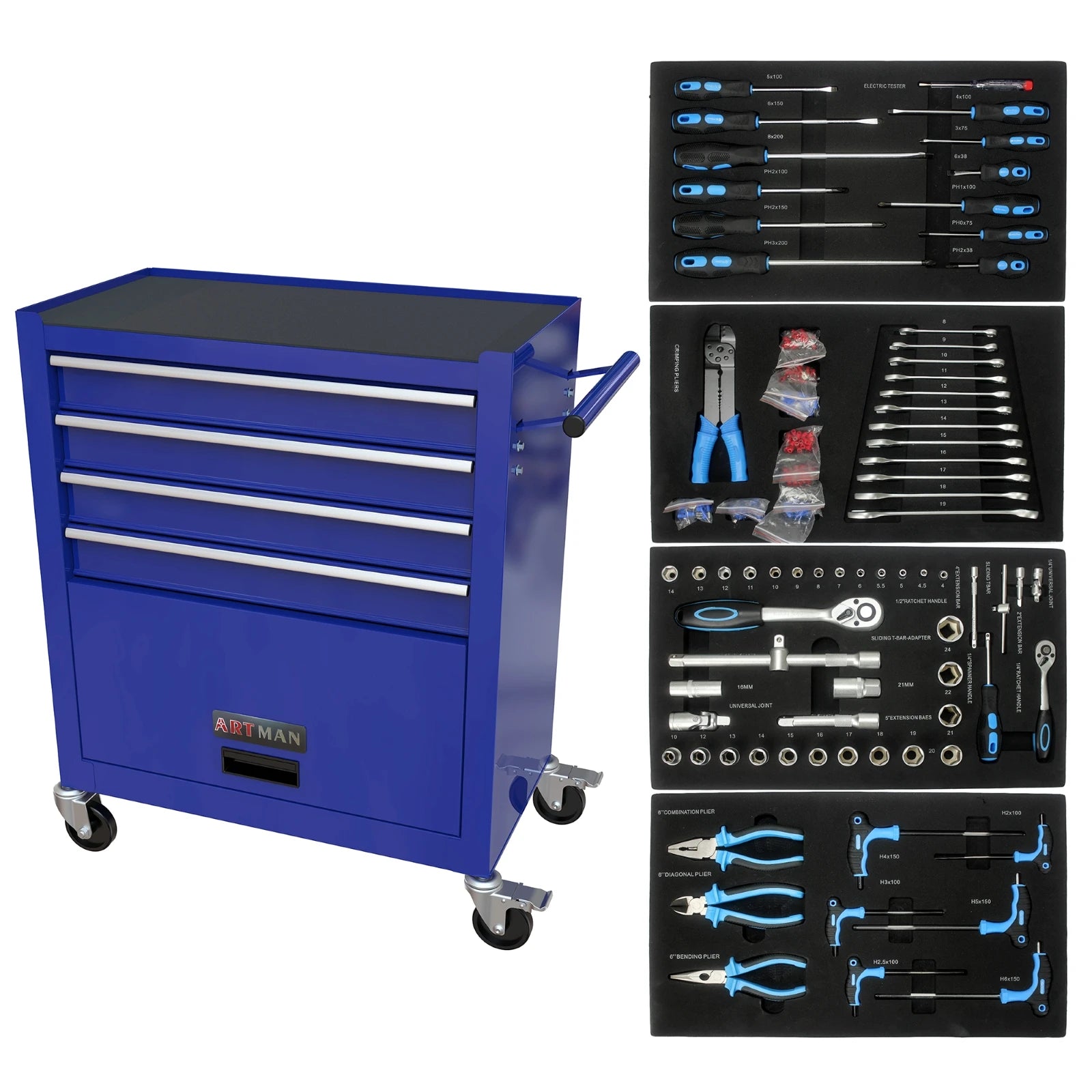 24.4" Tool Cabinet, 4 Drawer Rolling