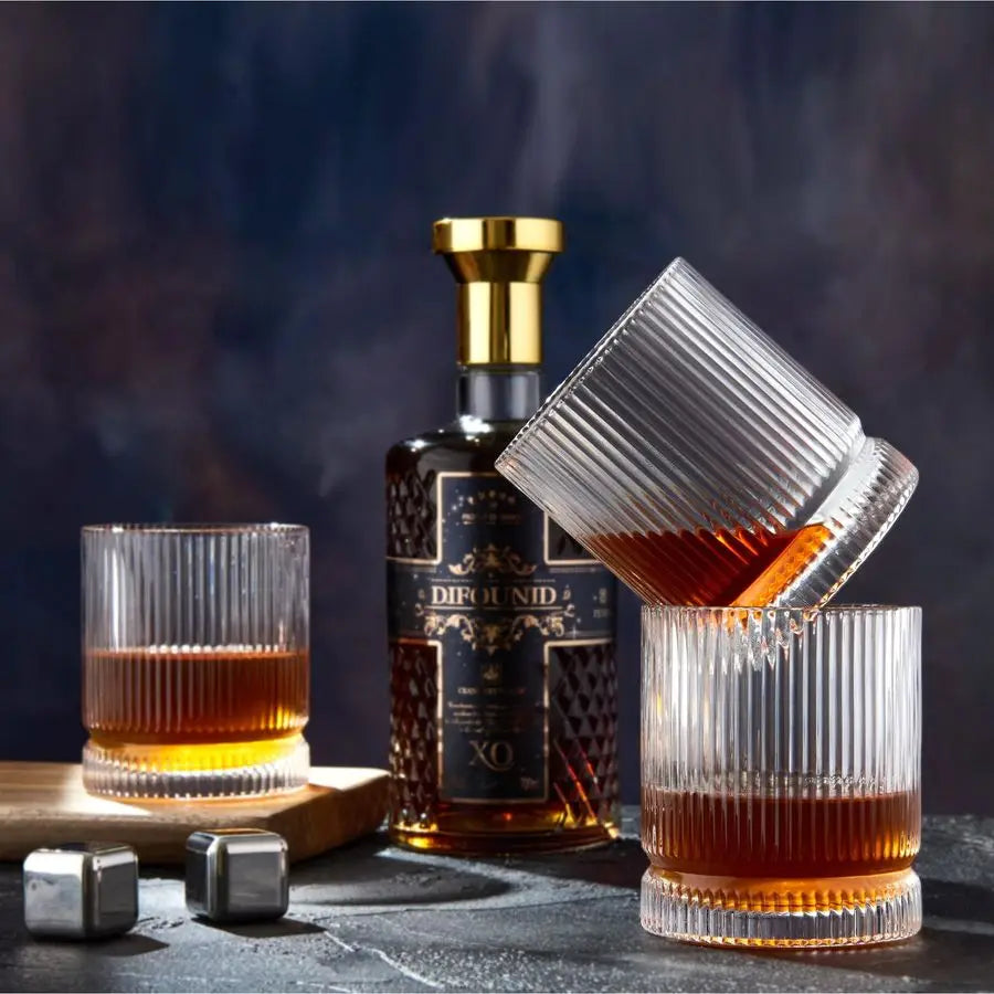 Ribbed Whiskey Glasses Set of 4
