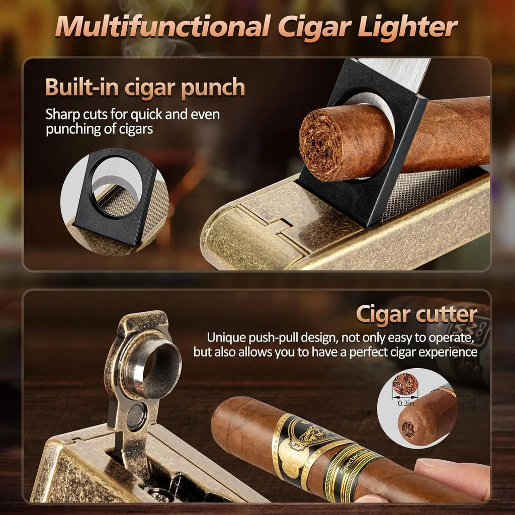 Leather Cigar Humidor with Cigar Lighter