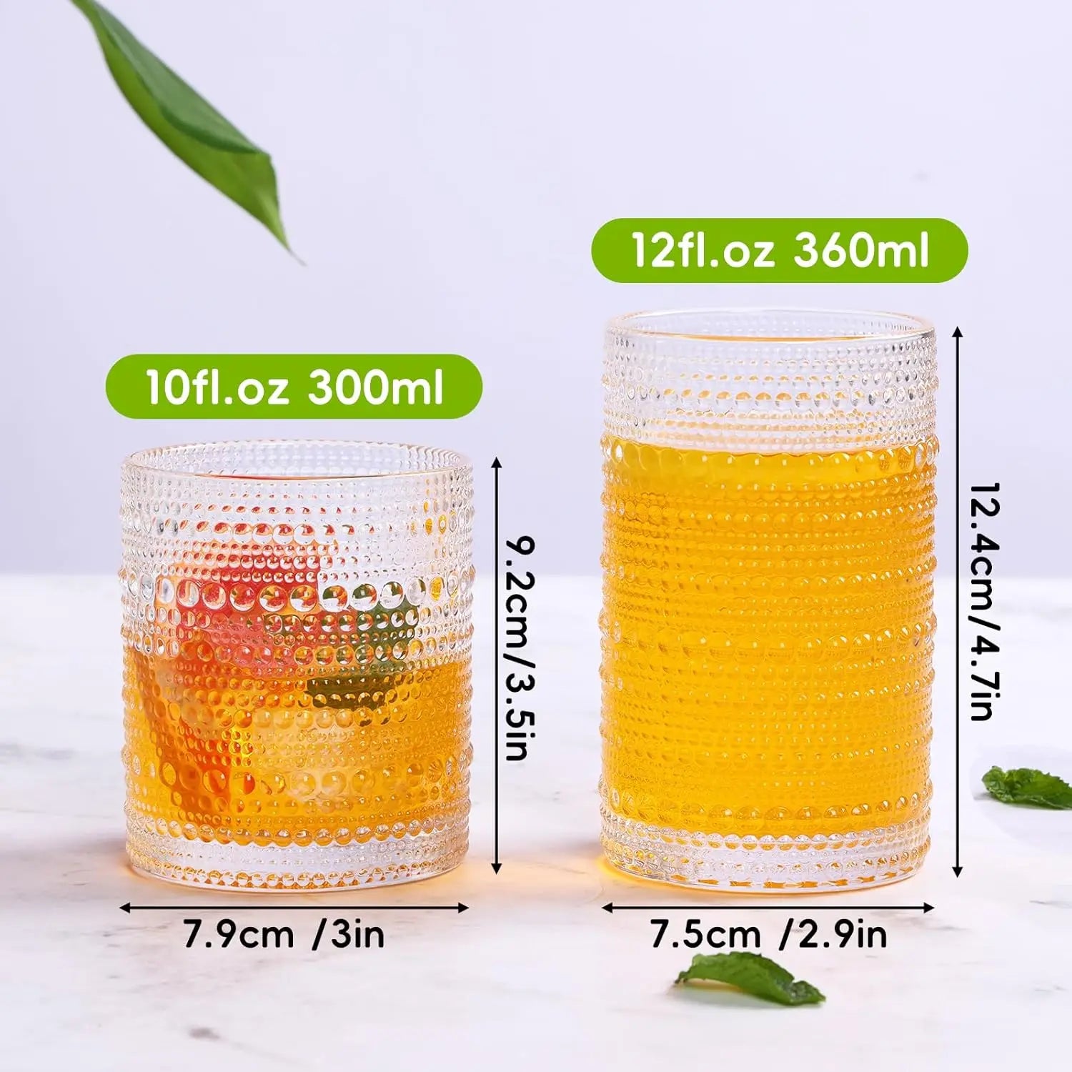 Set of 12 Clear Embossed Boho Glass Cups
