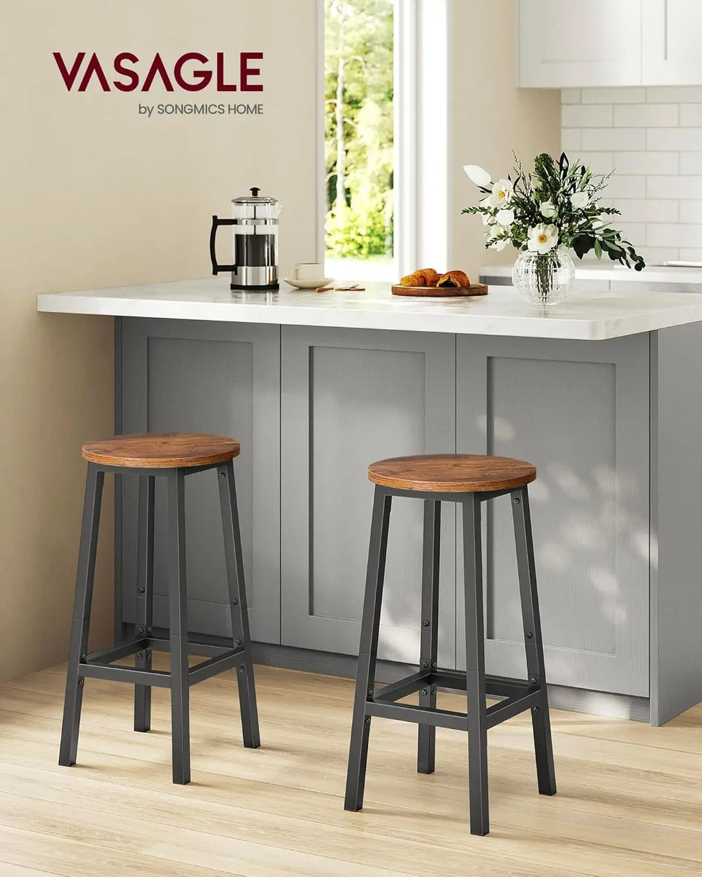 Set of 2 Industrial Bar Stools