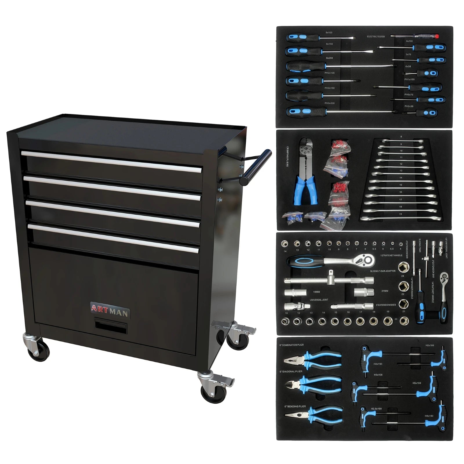 24.4" Tool Cabinet, 4 Drawer Rolling