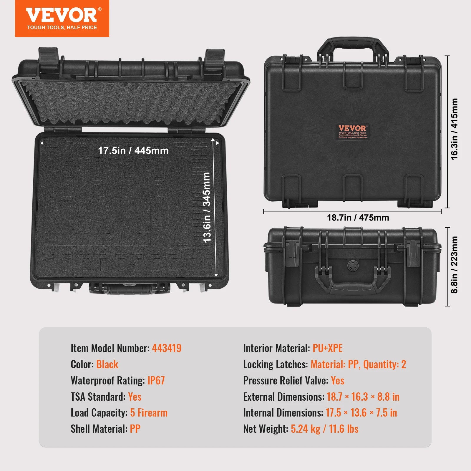Hard Pistol Cases w/ Pre-cut PU Foam Lining