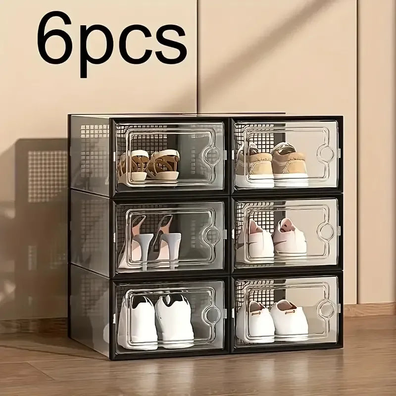 6/12 thick transparent shoe boxes with lids