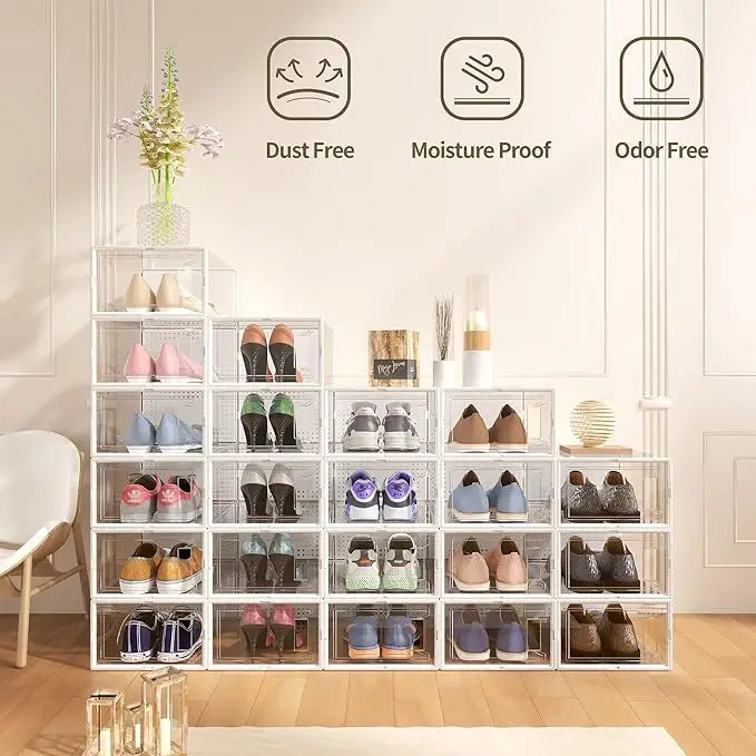 6/12 thick transparent shoe boxes with lids