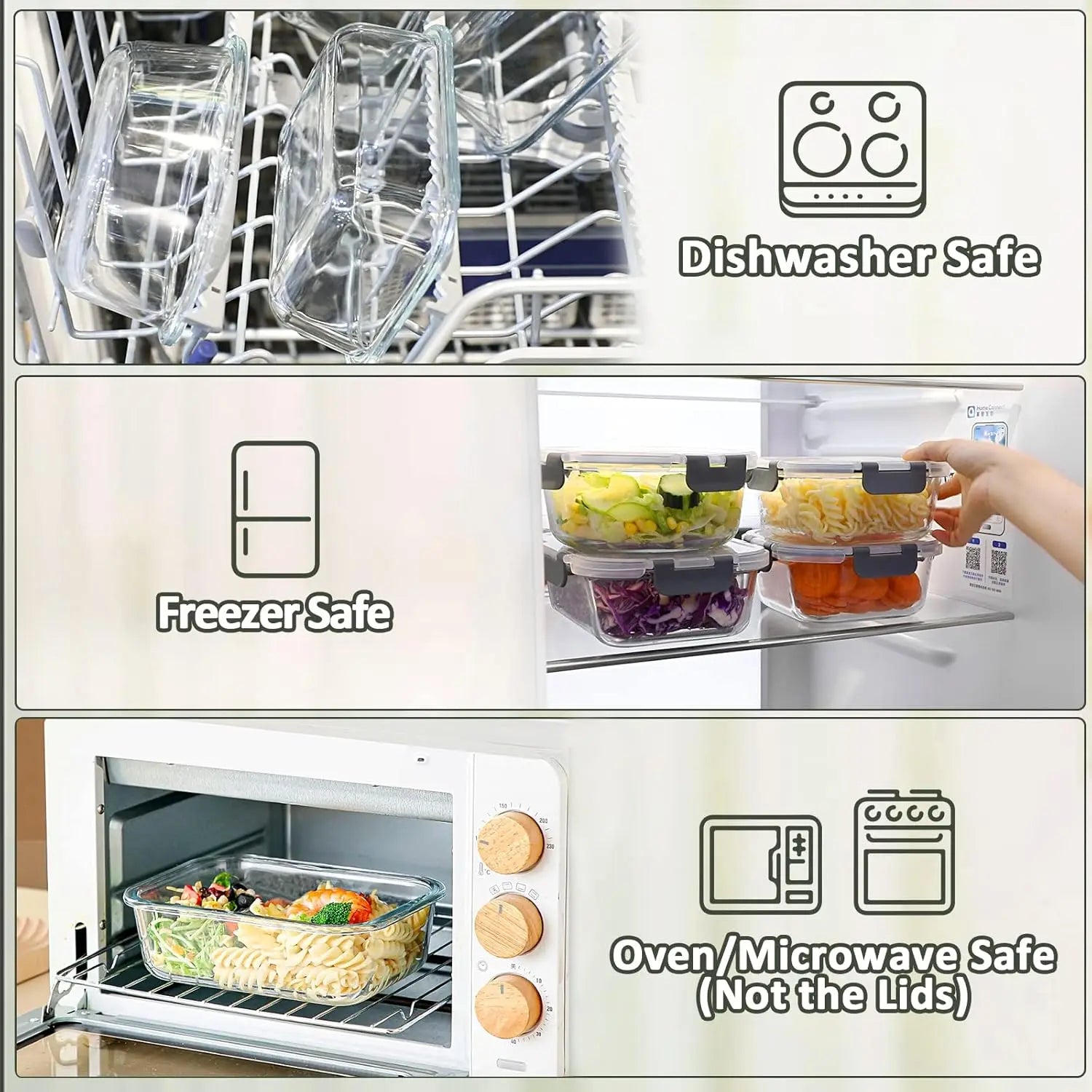 10-Pack Glass Meal Prep Containers with Lids