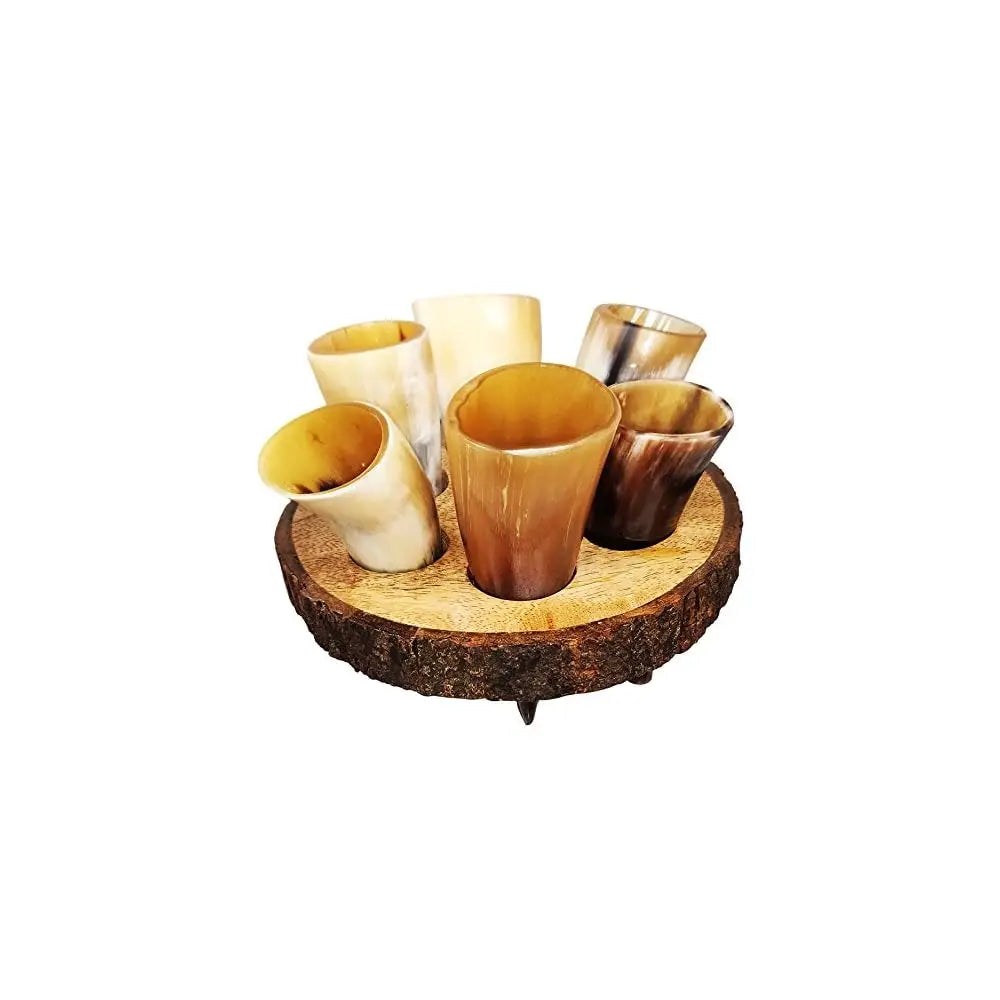 Vintage Drinking Horn Mug Set Of 5