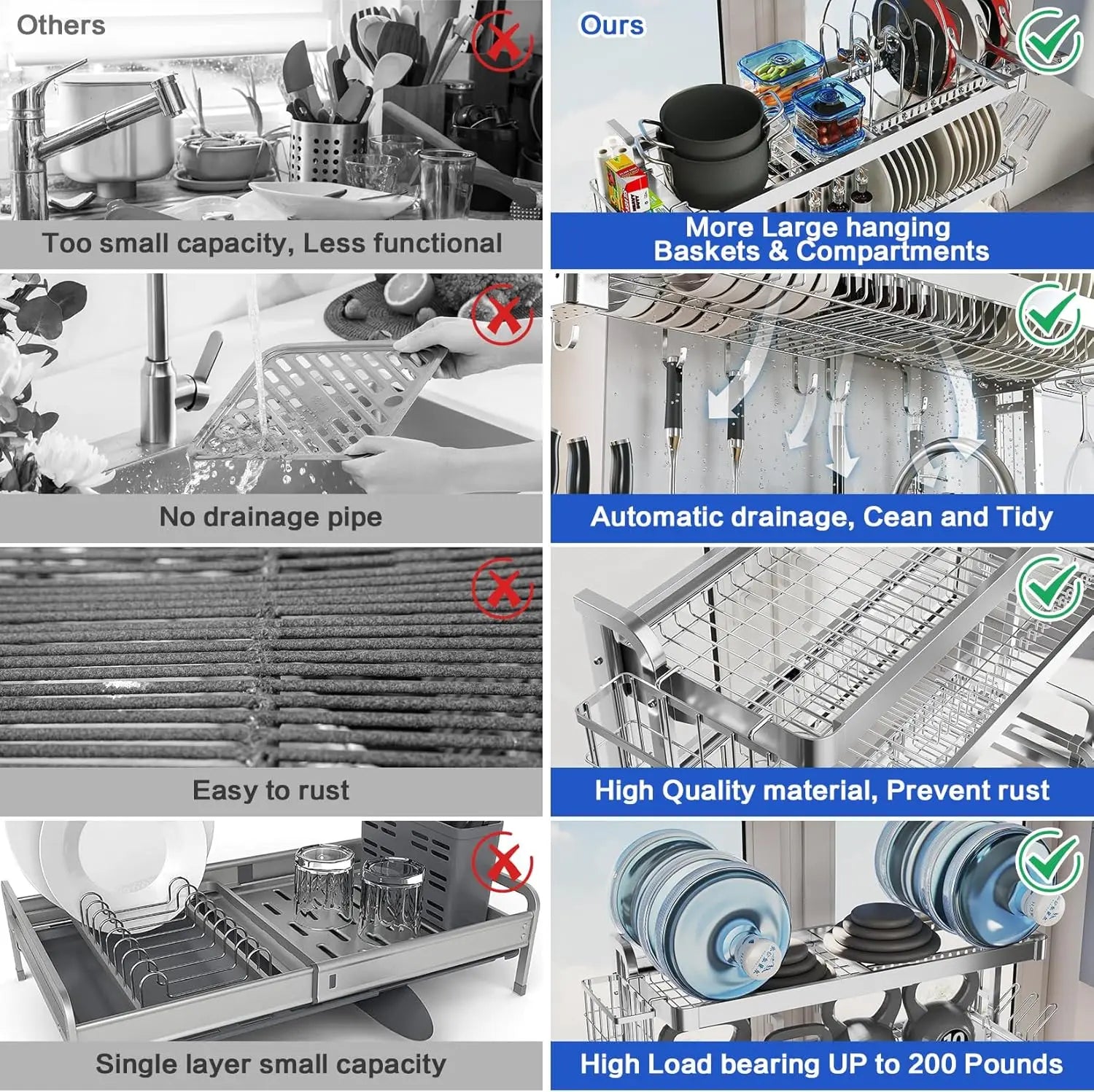 3-Tier  Stainless Over-Sink Dish Drying Rack
