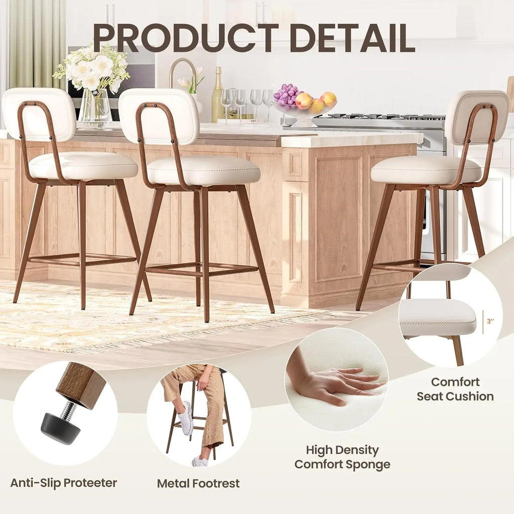Set of 2 Modern Swivel Bar Stools