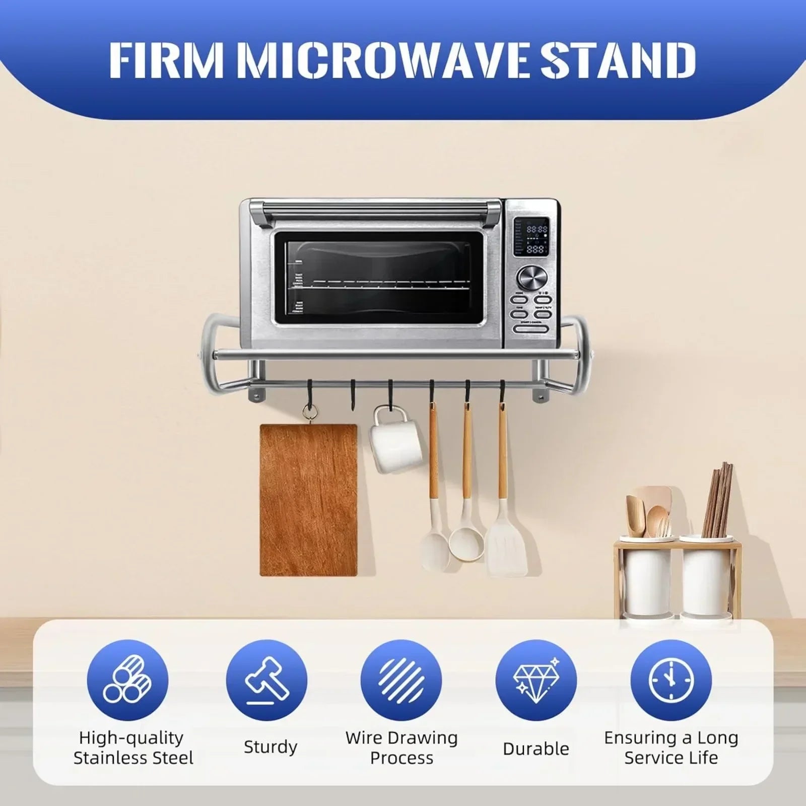 Stainless Steel Microwave Utensils Shelf