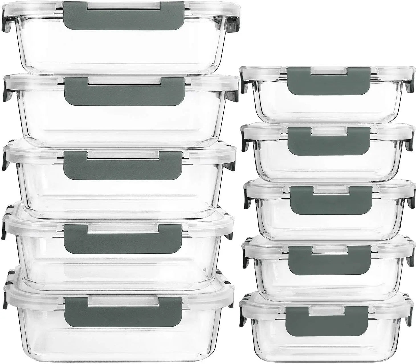 10-Pack Glass Meal Prep Containers with Lids