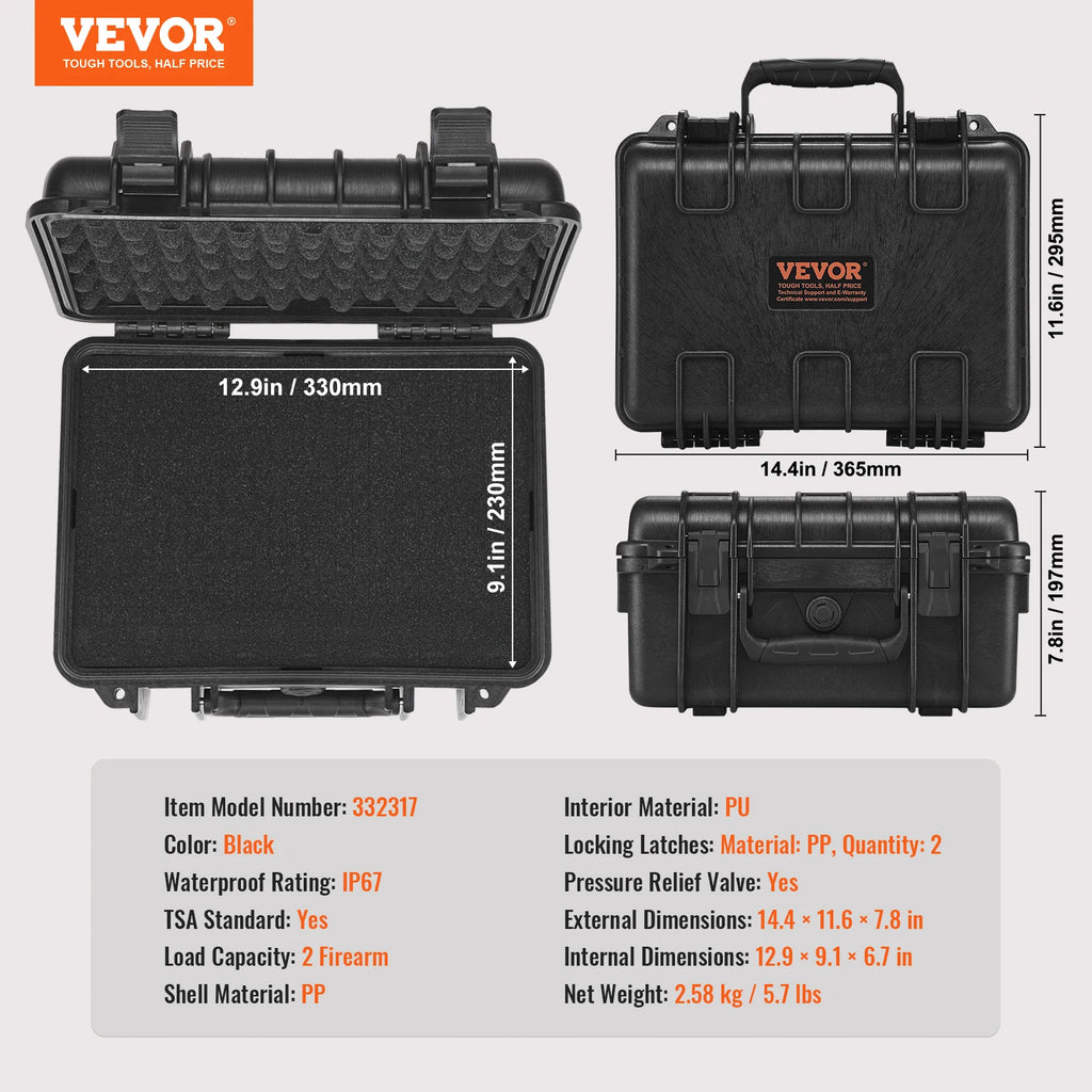 Hard Pistol Cases w/ Pre-cut PU Foam Lining