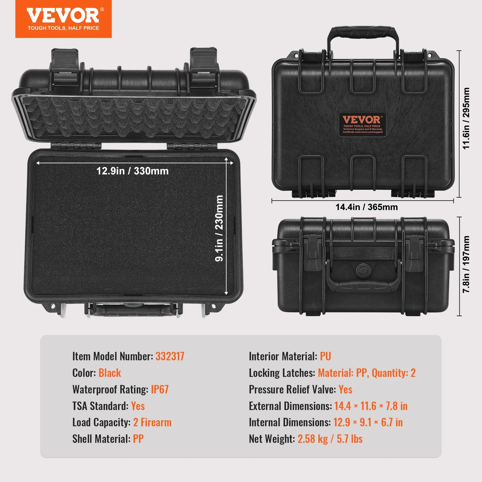 Hard Pistol Cases w/ Pre-cut PU Foam Lining