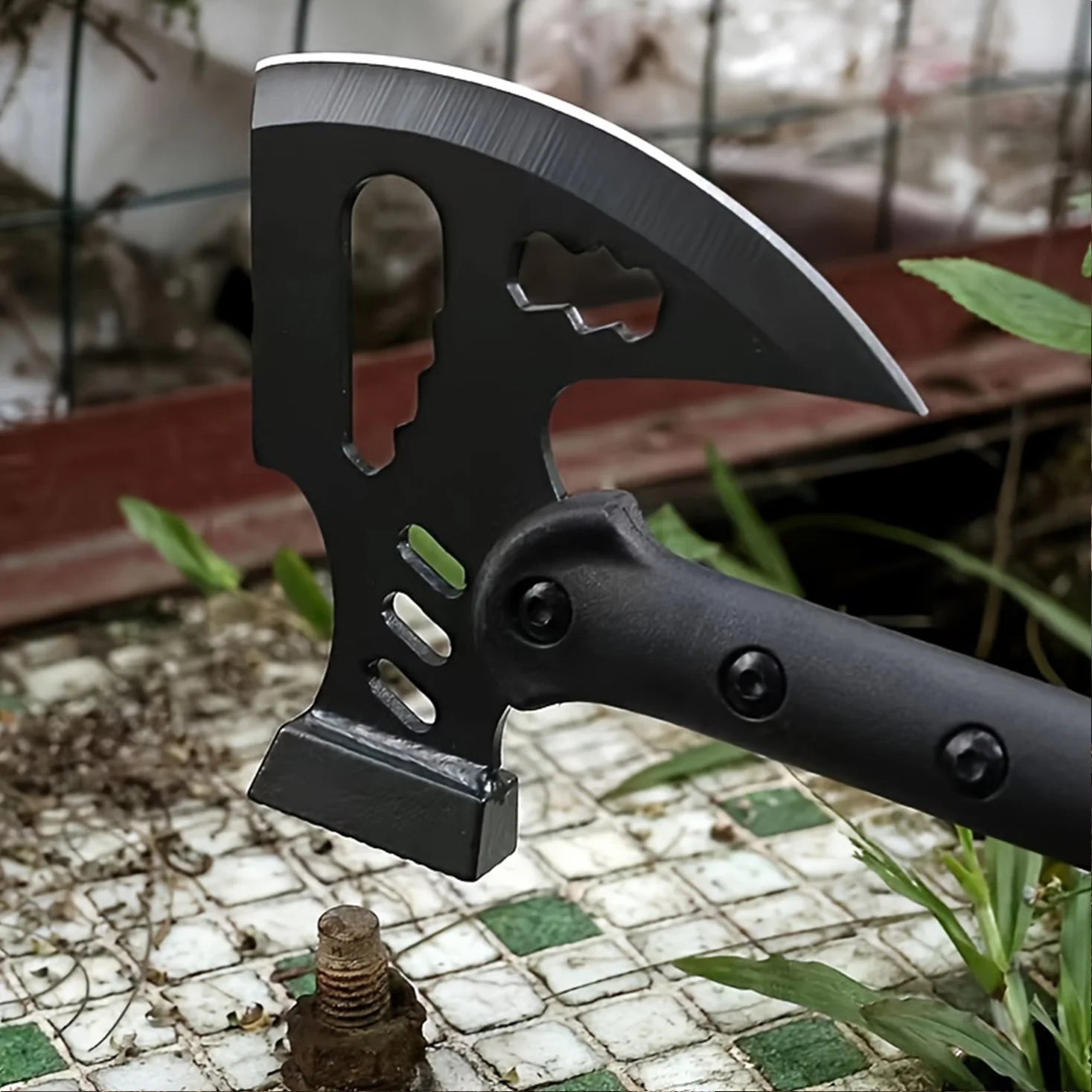 One-piece stainless steel survival axe