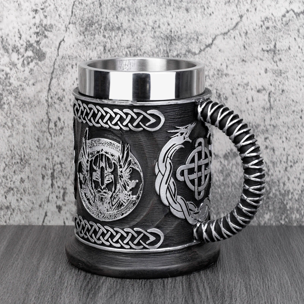 Viking Thor And Odin Heavy Stainless Tankard