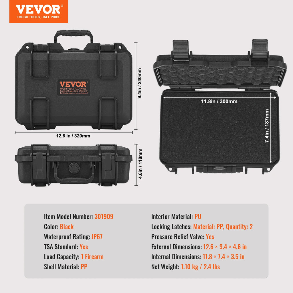 Hard Pistol Cases w/ Pre-cut PU Foam Lining