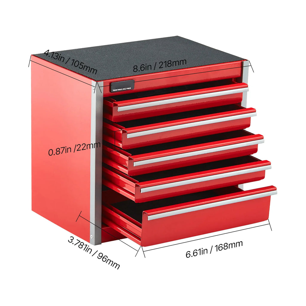 5-Drawer Metal Tool Box Red