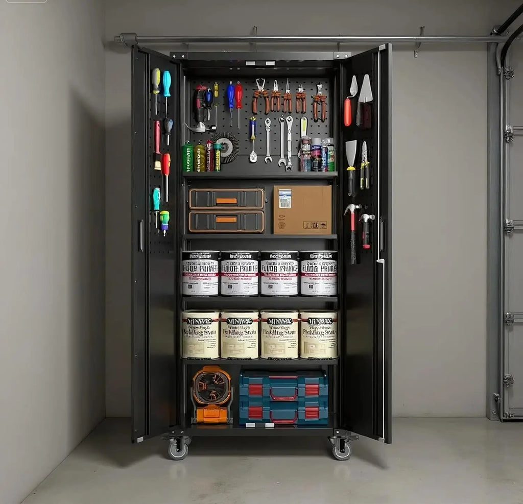 72" Lockable Metal Storage Cabinet with Doors